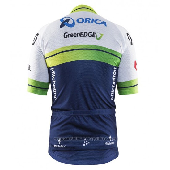 2016 Maillot Cyclisme Orica GreenEDGE Blanc et Bleu Manches Courtes et Cuissard